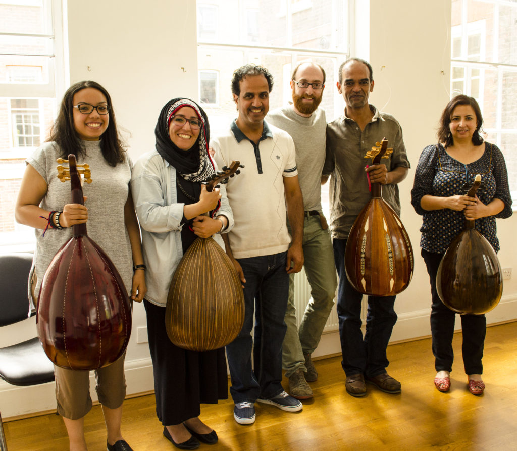 Students in an oud class at Taqasim Music School, London